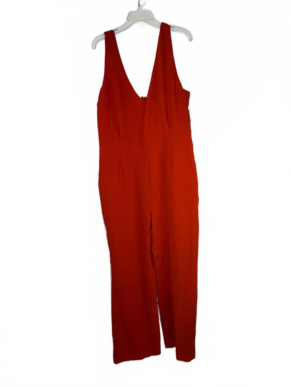 Sézane Red Sleeveless V-Neck Jumpsuit with Side Buttons US 14 NEW WITH TAGS